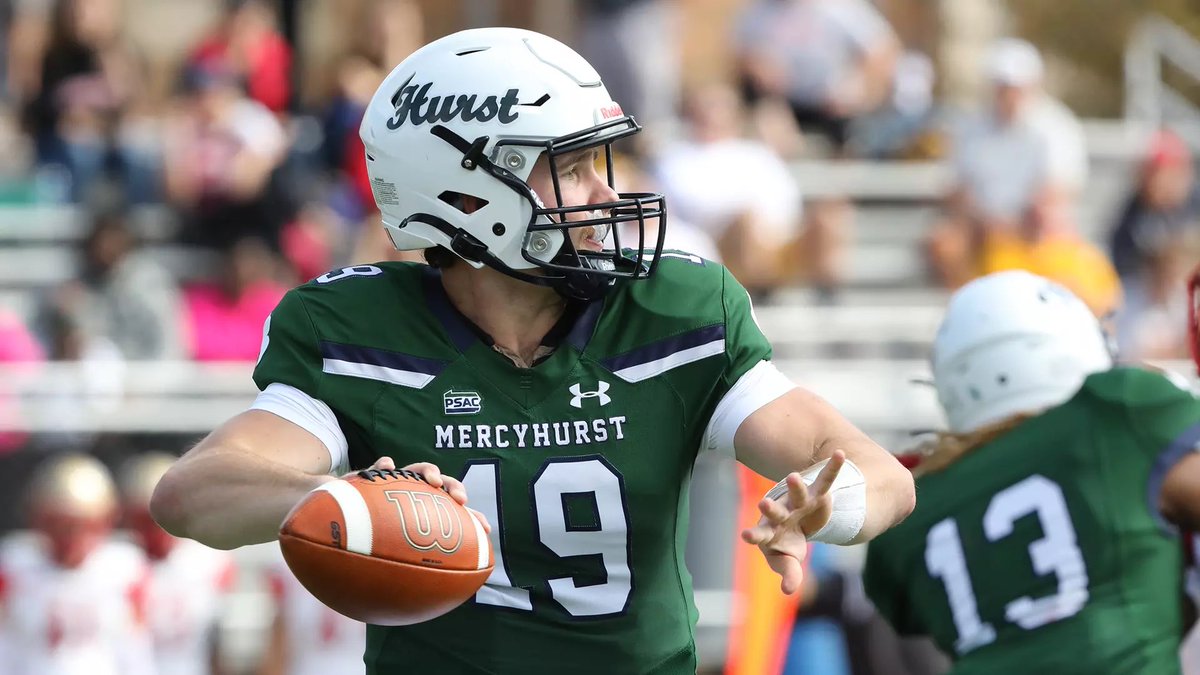 After a great talk with Coach Herman I am very grateful to have received a Division I offer from @MercyHurstFB. I appreciate all of the communication over the past year and can’t wait to get back on campus‼️ #CarpeD1em🍀