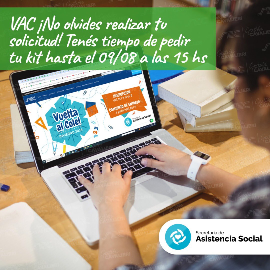 ¡No te quedes sin tu Kit de Útiles!📚✏️

¿Todavía no solicitaste el beneficio de útiles escolares? Tenés tiempo hasta el viernes 9/8 a las 15 hs para generar tu solicitud.

+ info en beneficios.sec.org.ar/VueltaAlCole. 

#SoyComercio #SoySEC