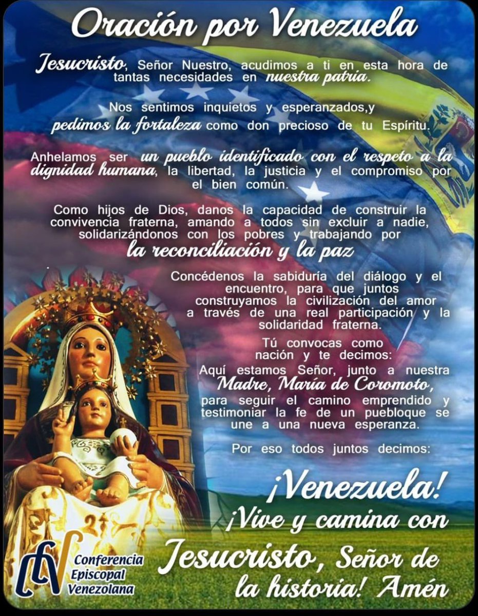 catolicos_es's tweet photo. Nos envían la oración con la que la Conferencia Episcopal venezolana está rezando por su país. https://t.co/RcBatkND1f