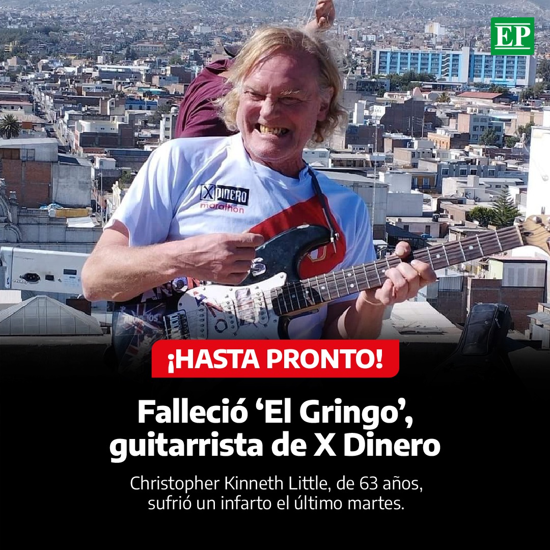 Diario_EP's tweet photo. #Arequipa | El #rock arequipeño está de luto, luego de confirmarse que el #guitarrista de la banda ‘X Dinero’, de nacionalidad inglesa, #ChristopherLittle, falleció la noche del martes tras sufrir un #infarto. https://t.co/i6fmYdZGa5