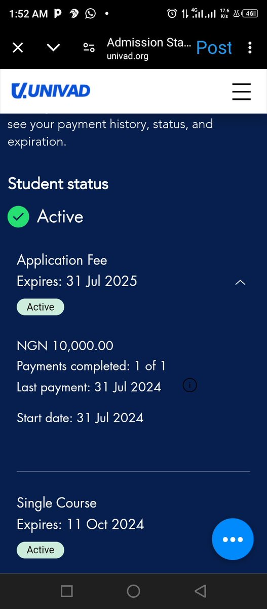dicksonsammyjay's tweet photo. @UnivadOnline @Ejiogu_vic4 @UchePOkoye Application fee paid successfully https://t.co/RfVM4N3SO6