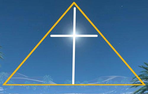 La  Cruz Trinitaria que simboliza a Dios Trinidad(triángulo) y Cristo Salvador (cruz) es señal de presencia auxiliadora divina,de esperanza en el poder misericordioso del Señor de la historia.Difúndela.