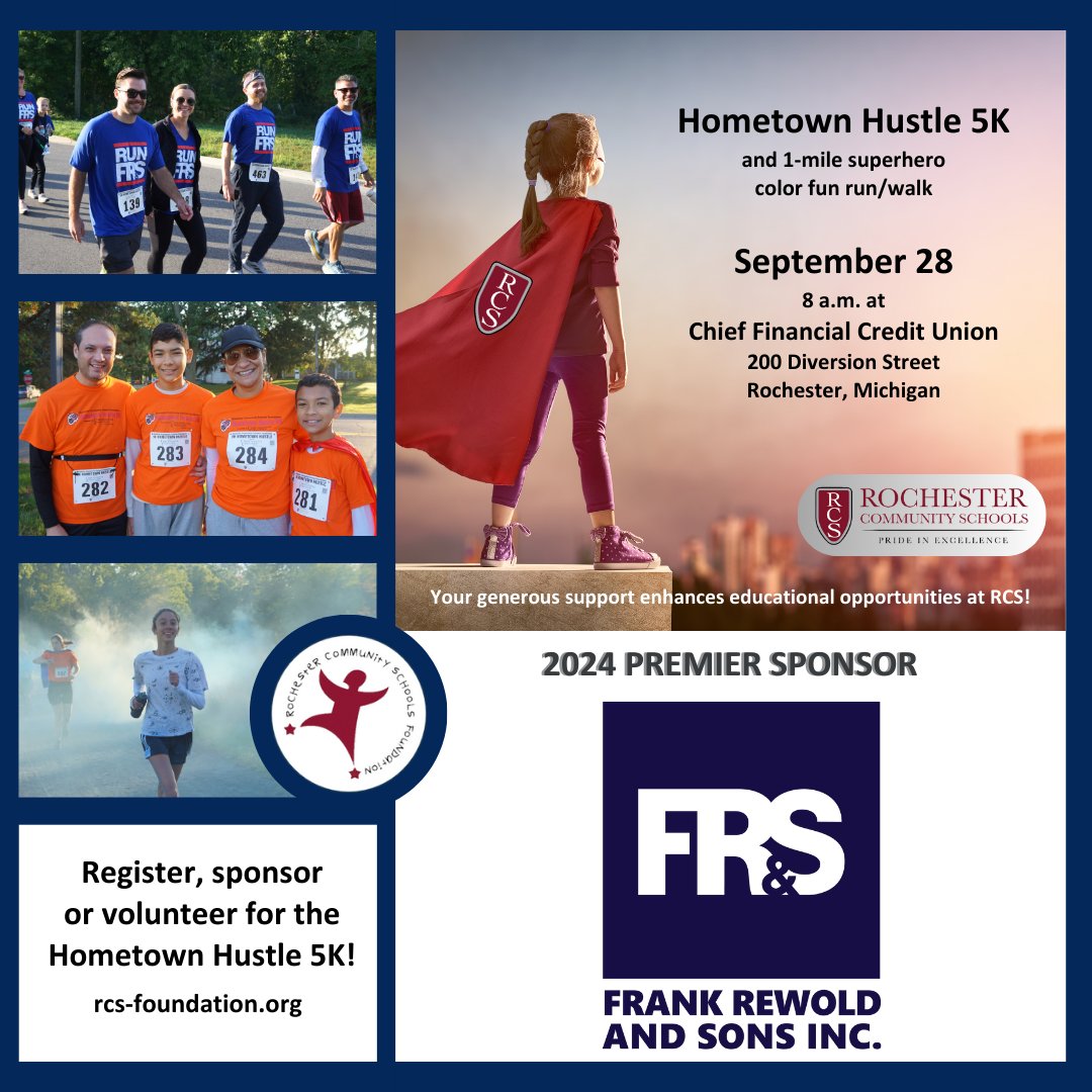RCS Foundation (@rcsfoundation2) on Twitter photo Enjoy beautiful downtown Rochester while supporting RCS students at the Hometown Hustle 5K and 1-mile color run on Sept. 28. Join community partners including <a href="/frankrewoldsons/">Frank Rewold & Sons</a> to enrich education! Register, sponsor or volunteer at: rcs-foundation.org/hometown-hustlβ¦. #RCSFcares #RCSpride Enjoy beautiful downtown Rochester while supporting RCS students at the Hometown Hustle 5K and 1-mile color run on Sept. 28. Join community partners including <a href="/frankrewoldsons/">Frank Rewold & Sons</a> to enrich education! Register, sponsor or volunteer at: rcs-foundation.org/hometown-hustlβ¦. #RCSFcares #RCSpride