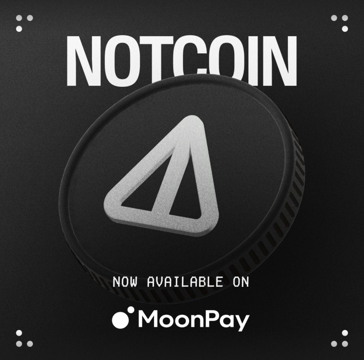 moonpay's tweet photo. 🚨 New Token Listing 🚨

$NOT is now available globally on MoonPay (excluding the US), and rolling out across our partner network.

@notcoin is a play-to-earn token integrated into the TON ecosystem.

With MoonPay's on-ramp, you can add Notcoin using PayPal, Apple Pay, Google Pay, bank transfer, debit, and credit.