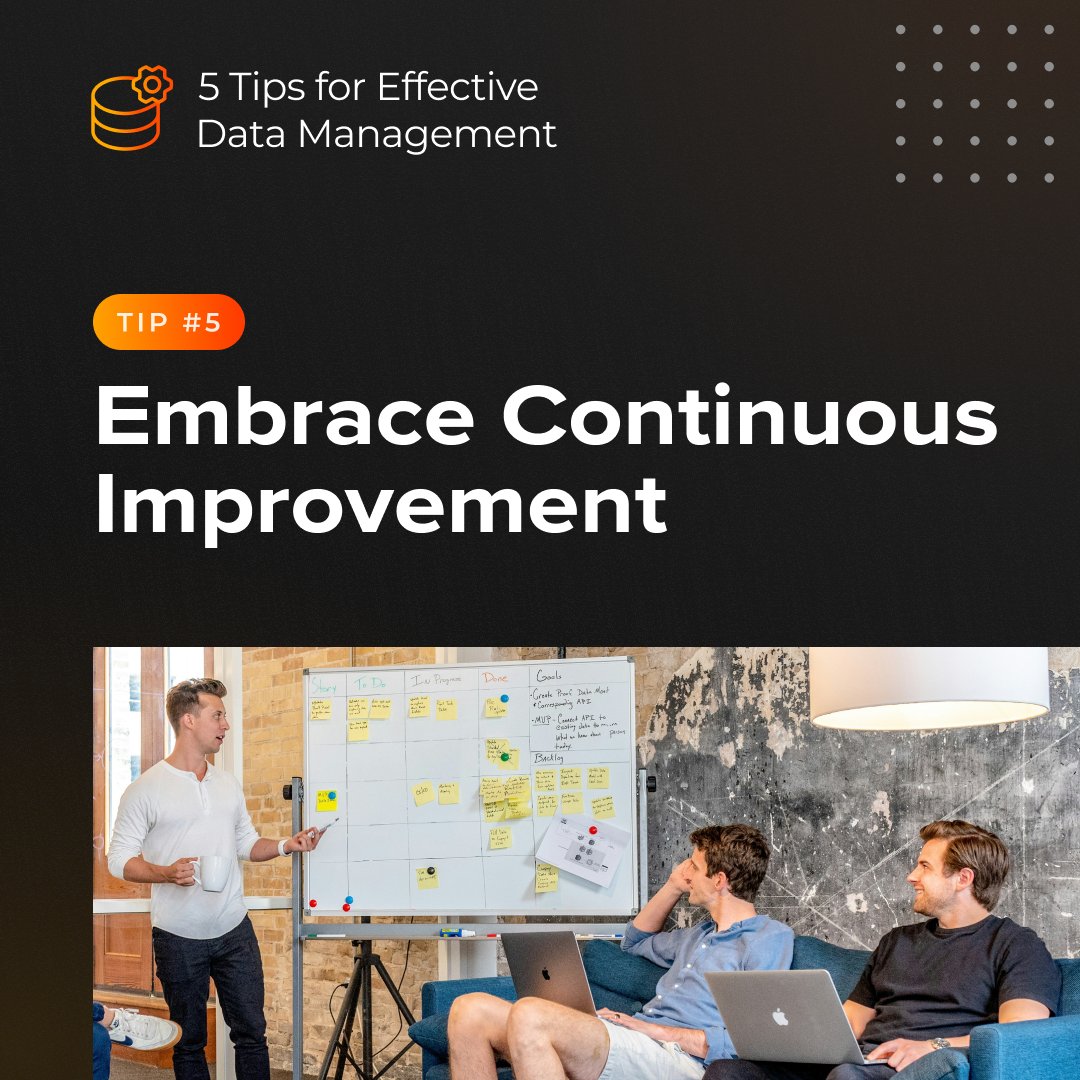 Effective Data Management Tip #5: Embrace Continuous Improvement: Data management is an ongoing process. Regularly review your data management practices. Identify areas for improvement. Adapt your strategies as your company's data needs evolve.

#cybersecurity  #DataProtection
