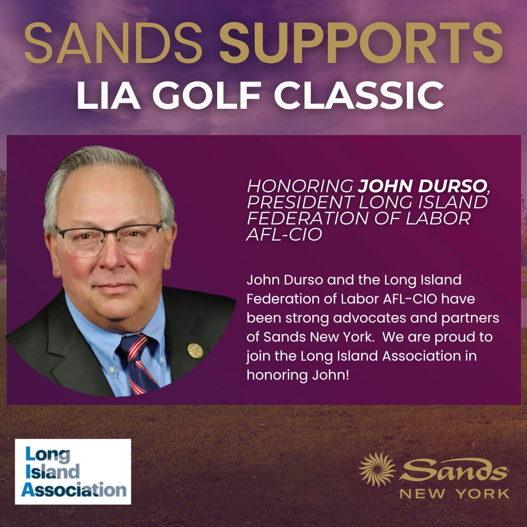 We were thrilled to support the LIA Golf Classic where the incredible John Durso, President of the LI Federation of Labor AFL-CIO, was honored. 

John and the LI Federation of Labor have been unwavering advocates and partners, sharing our vision to create jobs for a better LI.