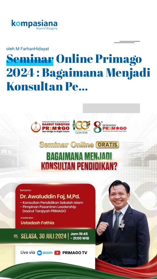 Seminar Online Primago 2024 : Bagaimana Menjadi Konsultan Pe...