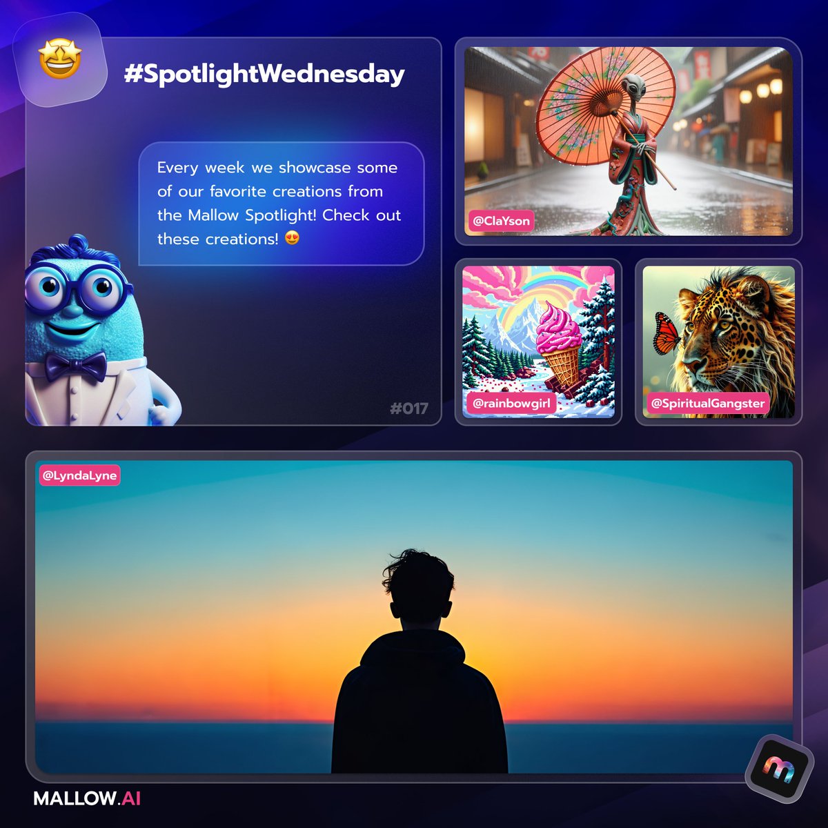 Celebrate creativity! 🌟 Dive into our favorite Mallow creations this week and get inspired by these stunning pieces. 🚀

Want to see your art featured? Join the Mallow community today: Mallow.ai