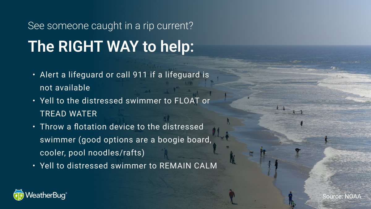 WeatherBug's tweet photo. KNOW WHAT TO DO if you see someone caught in a rip current! 🌊
#ripcurrentsafety #knowbefore https://t.co/wPfN3t81G1