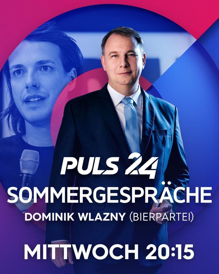 PULS 4 (@puls4) on Twitter photo Am Mittwoch stellt sich Dominik <a href="/wlazny/">Dominik Wlazny</a>, Chef der <a href="/bierpartei_eu/">Die Bierpartei</a>, den Fragen von Meinrad Knapp im Sommergespräch 🔍🗳️ Um 20:15 Uhr auf PULS 24, PULS 4 und <a href="/joynoesterreich/">Joyn Österreich</a>
🎤 Was würdet ihr den Parteichef fragen? Schreibt es uns in die Kommentare! Am Mittwoch stellt sich Dominik <a href="/wlazny/">Dominik Wlazny</a>, Chef der <a href="/bierpartei_eu/">Die Bierpartei</a>, den Fragen von Meinrad Knapp im Sommergespräch 🔍🗳️ Um 20:15 Uhr auf PULS 24, PULS 4 und <a href="/joynoesterreich/">Joyn Österreich</a>
🎤 Was würdet ihr den Parteichef fragen? Schreibt es uns in die Kommentare!