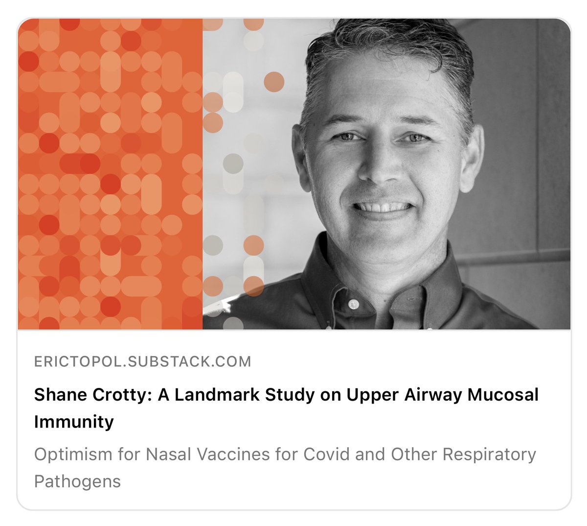 Eric Topol (@erictopol) on Twitter photo Just out <a href="/Nature/">nature</a>, a landmark paper on upper airway mucosal immunity vs Covid, by <a href="/profshanecrotty/">Prof. Shane Crotty</a> <a href="/SydneyR56695845/">Sydney Ramirez</a> and colleagues <a href="/ljiresearch/">La Jolla Institute</a>
nature.com/articles/s4158…
Synchronized with a new Ground Truths podcast to explain its significance, optimism for nasal vaccines
(link in Just out <a href="/Nature/">nature</a>, a landmark paper on upper airway mucosal immunity vs Covid, by <a href="/profshanecrotty/">Prof. Shane Crotty</a> <a href="/SydneyR56695845/">Sydney Ramirez</a> and colleagues <a href="/ljiresearch/">La Jolla Institute</a>
nature.com/articles/s4158…
Synchronized with a new Ground Truths podcast to explain its significance, optimism for nasal vaccines
(link in