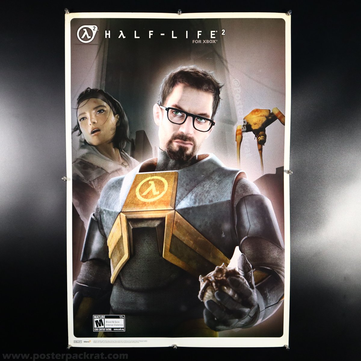 PosterPackrat's tweet photo. HALF-LIFE ² (2005), NA promo poster, for XBOX ☢️ Happy hump-day poster friends! Stay tuned for new #posterpickups 📸 #VideoGamePoster #VintageAdvertising #PosterCollecting #VALVE #XBOX #HalfLife #HalfLife2 #ゲームポスター #ハーフライフ #ハーフライフ2 👓 https://t.co/8ZM9Lj8stZ