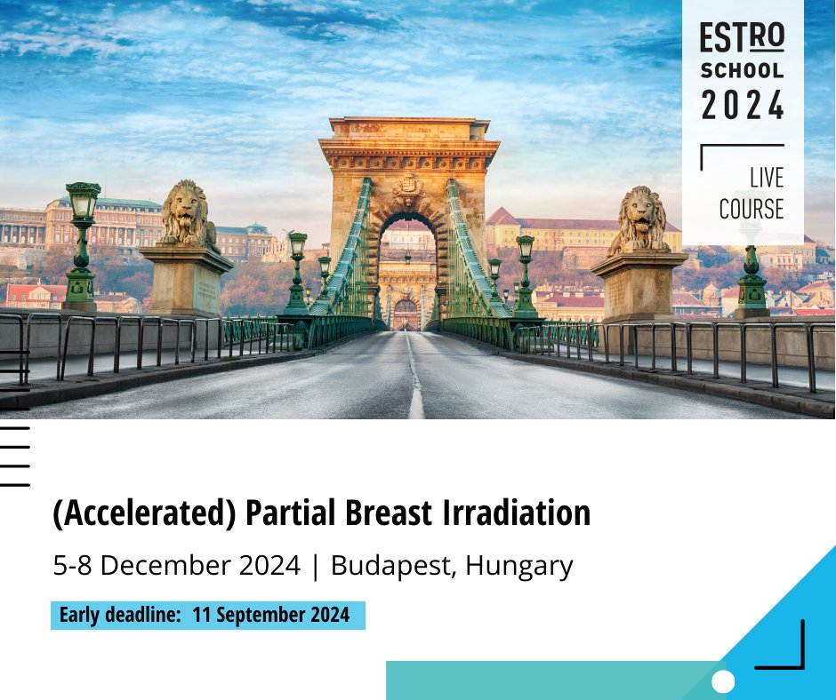 ESTRO_RT's tweet photo. 📢 Elevate your expertise in breast cancer treatment with our (Accelerated) Partial Breast Irradiation course! Get your spot now! 

⏰ Early Deadline: 11 Sept 2024
��� Register Now: https://t.co/GImU2AOwJz

#ESTROSchool #radonc https://t.co/O6SbKqRPlp