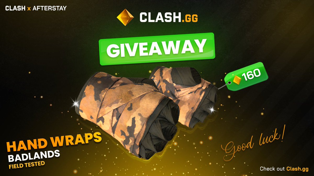 Afterstayy's tweet image. 🔶ANOTHER AFTERSTAY GIVEAWAY FELLAS🔶

FT BADLANDS HAND WRAPS (160 gems) 🙌 

7 Days

🎉 Steps to join 👇
✅ Follow @clashdotgg &amp;amp; @Afterstayy 
 ✅Retweet 
✅ Tag 1 friend
✅(OPTIONAL) USE CODE AFTERTSTAY ON CLASHGG