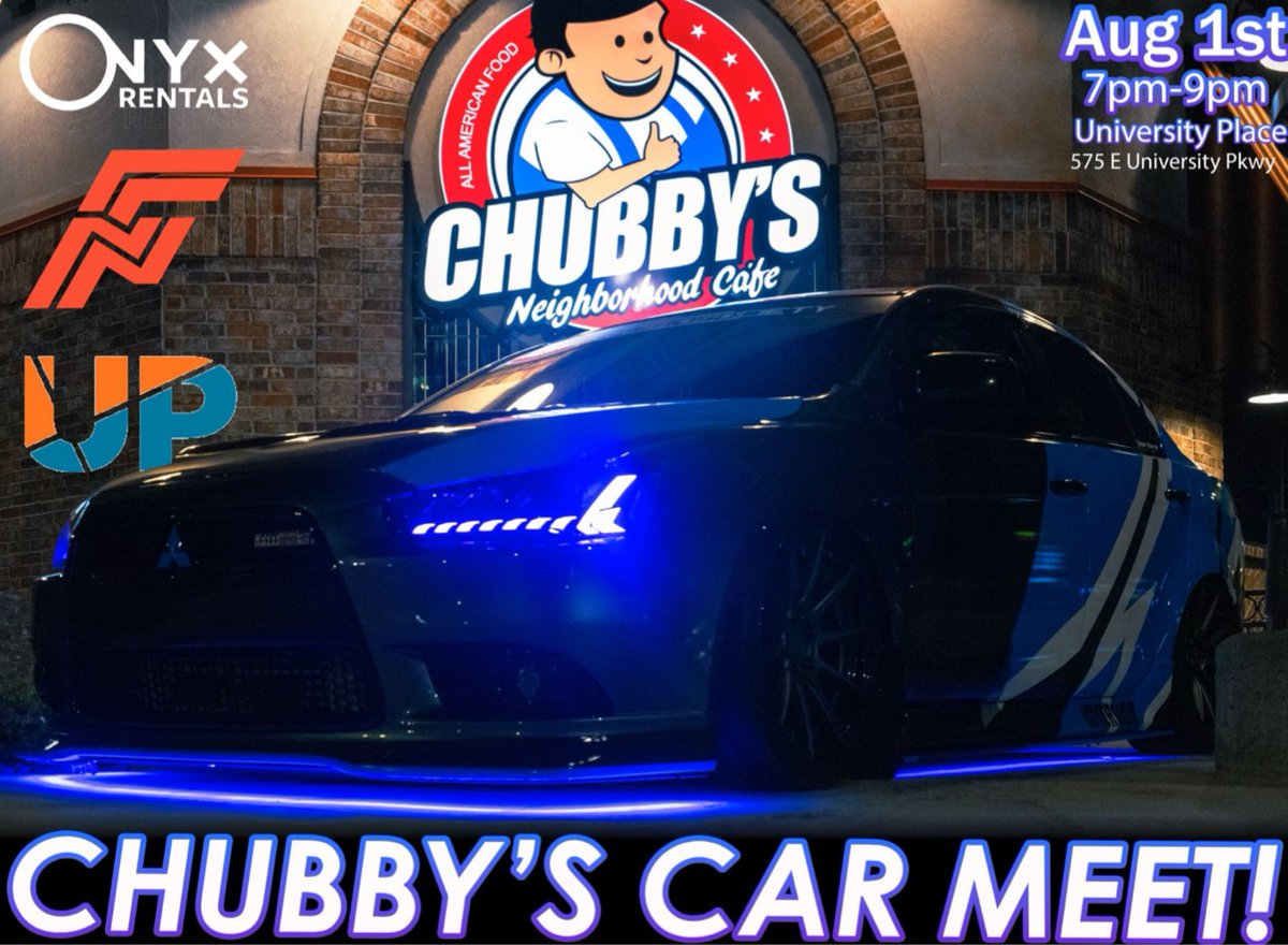 ChubbysOrem's tweet photo. 🚗 Come join us for our Chubby's Car Show tomorrow August 1st. from 7-9 at the University Mall in Orem. 🚗 #chubbyscafe #carshow https://t.co/EF7FBt8XkP