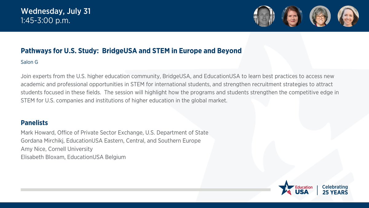 educationusa's tweet photo. ✅ EducationUSA Forum Panel highlight:
This afternoon, @StateDept, @CornellLaw, & EdUSA representatives discussed best practices to access new opportunities in STEM for international students, and how to strengthen recruitment strategies. #BridgeUSA #EdUSAForum https://t.co/dSSSn9zDI5