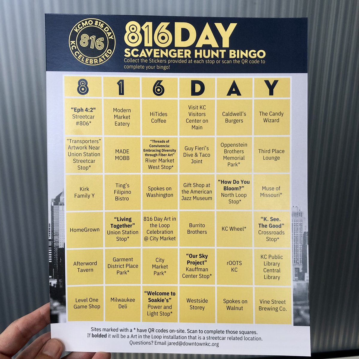Look what was just delivered from the printer!  816 Day Bingo is back for '24!  The game goes from 8/2 to 8/16 (816 Day).  You can pick up a game card at the locations listed on the card or visit bit.ly/3s4KYja.  Details can be found at that website.