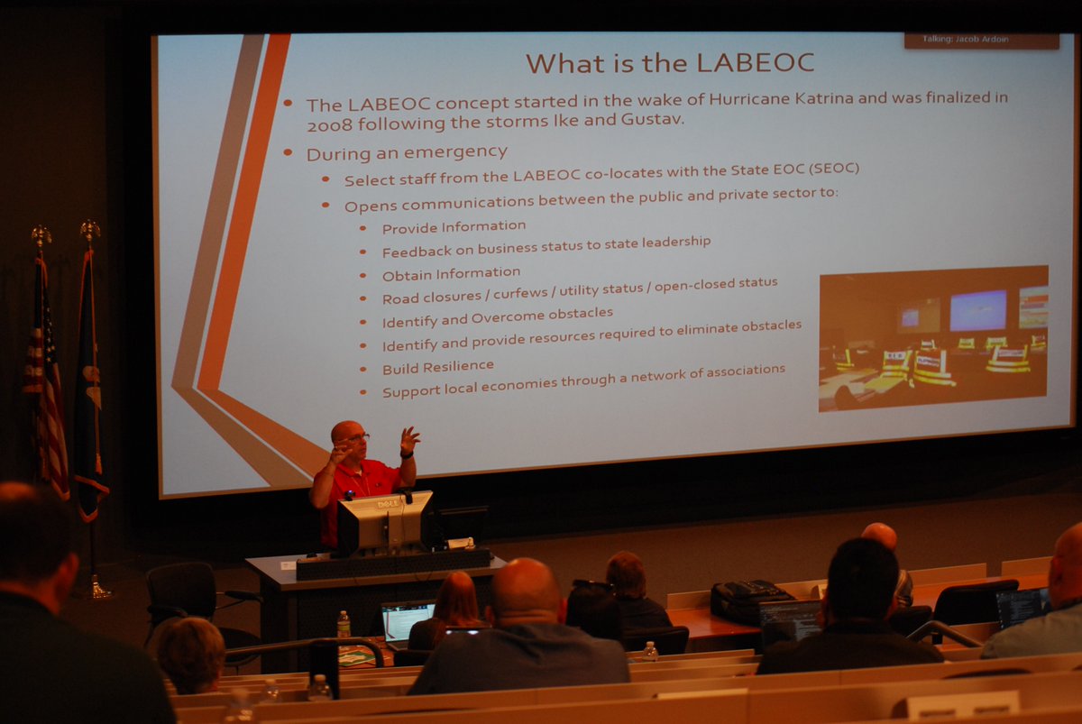 Informatics Research Institute at UL Lafayette (@ul_informatics) on Twitter photo Jim Williams, <a href="/LABEOC/">Louisiana Business Emergency Operations Center</a> Public-Private Partnership Operations Officer presented "Geospatial Data and the Decision-Making Process" at the Disaster Response Geospatial Data Mining Workshop in Lafayette, LA. The event was sponsored by the <a href="/RACLafayette/">Regional Application Center/LouisianaView</a> <a href="/USGS/">USGS</a> <a href="/AmericaView/">AmericaView</a> Jim Williams, <a href="/LABEOC/">Louisiana Business Emergency Operations Center</a> Public-Private Partnership Operations Officer presented "Geospatial Data and the Decision-Making Process" at the Disaster Response Geospatial Data Mining Workshop in Lafayette, LA. The event was sponsored by the <a href="/RACLafayette/">Regional Application Center/LouisianaView</a> <a href="/USGS/">USGS</a> <a href="/AmericaView/">AmericaView</a>