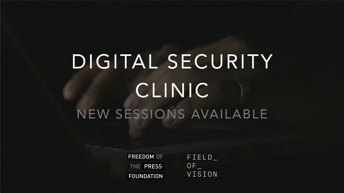 Field of Vision (@fieldofvision) on Twitter photo 📣 We’re thrilled to be partnering with <a href="/FreedomofPress/">Freedom of the Press</a> again on the fourth installment of our pro-bono Digital Security Clinic! 📣 We’re thrilled to be partnering with <a href="/FreedomofPress/">Freedom of the Press</a> again on the fourth installment of our pro-bono Digital Security Clinic!