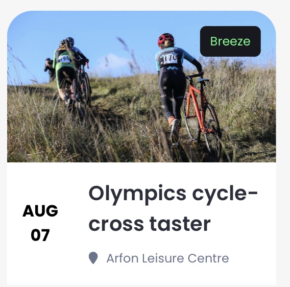 Come &amp; join us for this fun session with <a href="/BreezeCycling/">Breeze</a> 😊🚵‍♀️ - 6:30pm Caernarfon
More info &amp; to book➡️
beiciocymru.org/event/olympics…

<a href="/BeicioCymru/">Beicio Cymru</a> <a href="/CODEMCR/">Robbie George</a> <a href="/NWalesSocial/">#NorthWalesSocial ⬆️🏴󠁧󠁢󠁷󠁬󠁳󠁿🤝</a> <a href="/caernarfon360/">Caernarfon360</a> <a href="/BywnIachCymru/">Byw'n Iach</a> <a href="/BritishCycling/">British Cycling</a> <a href="/BCLearningHub/">British Cycling Learning</a> <a href="/CyngorGwynedd/">Cyngor Gwynedd</a>