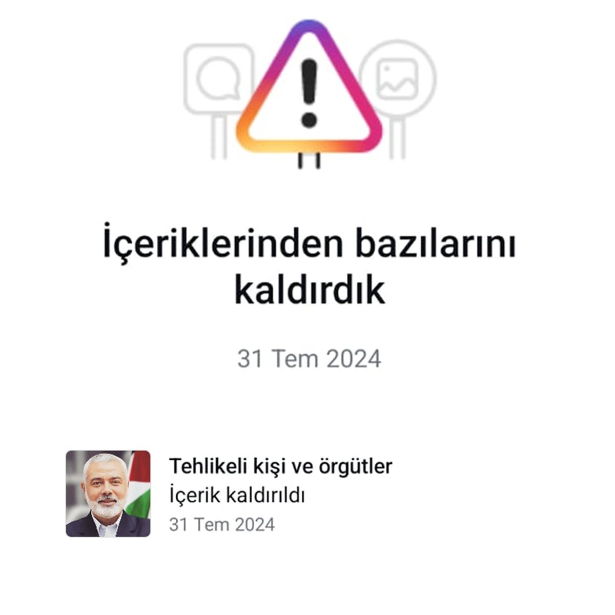 trthaber's tweet photo. Instagram ve Facebook platformlarının sahibi Meta, Haniye paylaşımlarına sistemli bir şekilde sansür uyguluyor. 

#MetaCensorship

https://t.co/0Aysfy5Ke4 https://t.co/0nrKNRfTO3