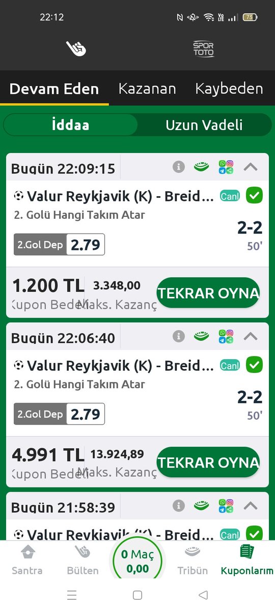 borsameraki62's tweet photo. Bilyoner sistem açığı vardı . Skor 1-2 iken ikinci golü dep atar ganyani 2.79 yazıyordu ve ben de oynadım. Sistem açığı beni mağdur etti. @Bilyoner https://t.co/QX0evioDXN