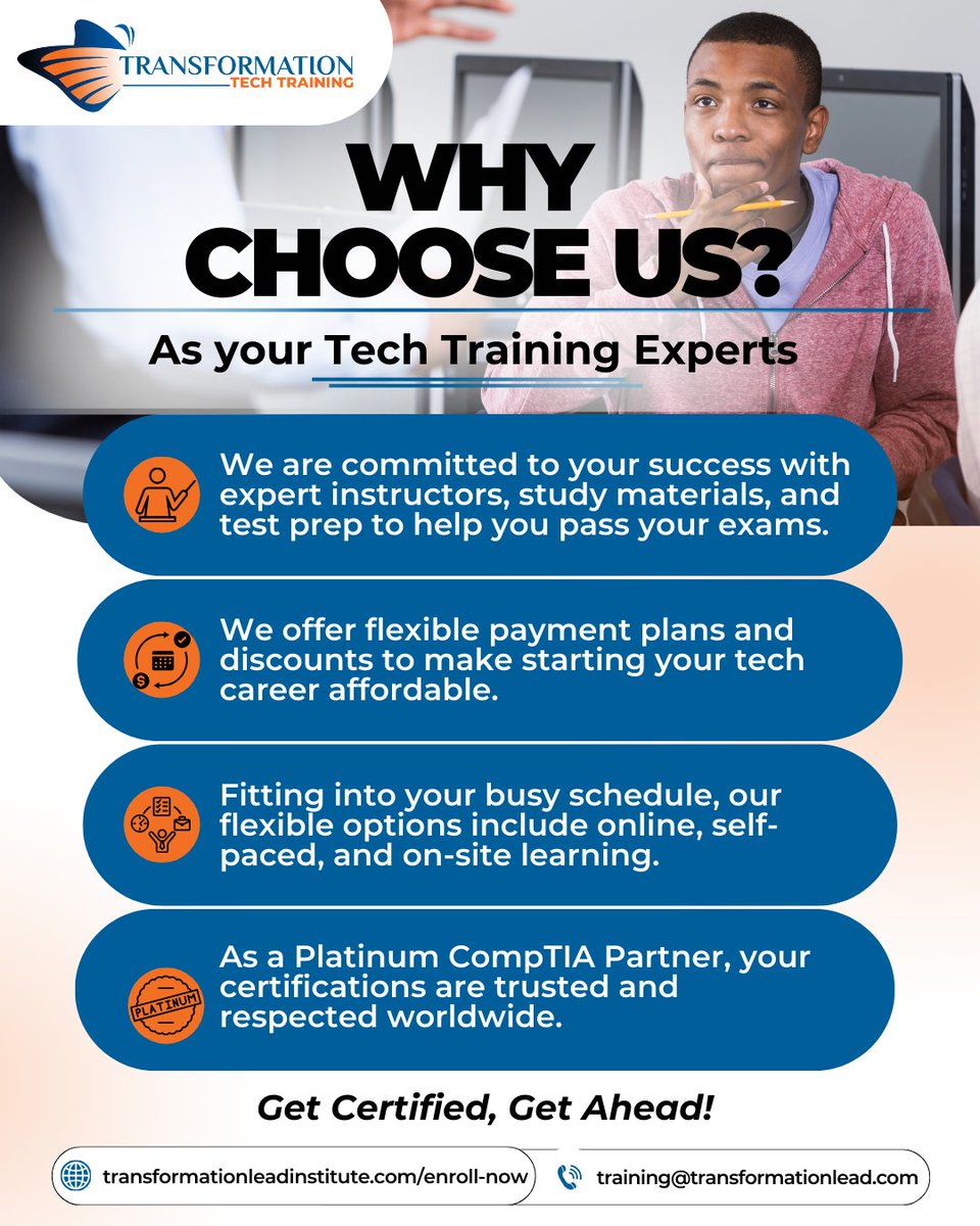 TransformingOrg's tweet photo. Earn Recognized Tech Certifications Easily!
Flexible payments, easy scheduling, expert support. Study online or on-site. High pass rates. Enroll today!
🔗 Enroll Now - https://t.co/Qqf1YvWvcE
📧 training@transformationlead.com
#ITJobs https://t.co/FbnQxMBEAO