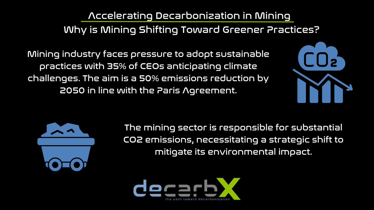 decarbX's tweet photo. As the mining industry faces increasing pressure to adopt sustainable practices, it is imperative for the mining sector to take measures to reduce its CO2 emissions and mitigate its environmental impact. #decarbx #SustainableMining #Decarbonization #ClimateAction #GreenPractices https://t.co/tYbYDlybDA