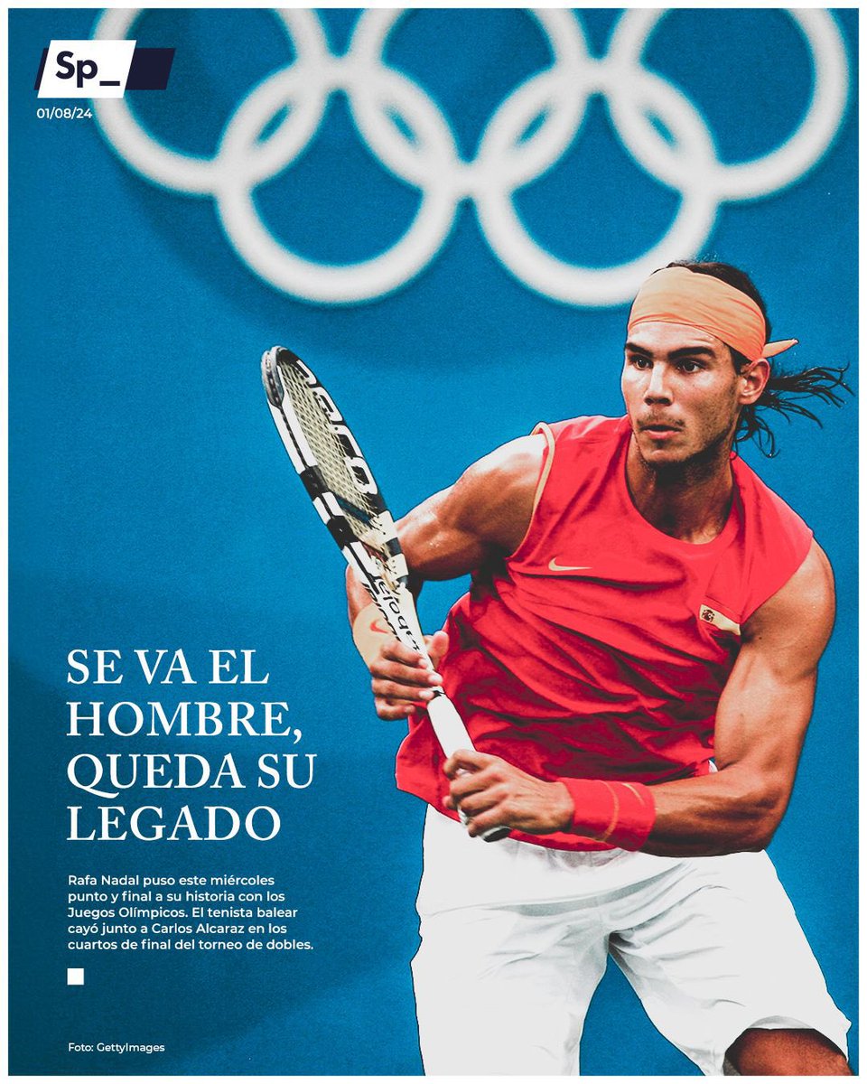 Hay portadas que sabes que un día deberás sacar, pero deseas con todas tus fuerzas que ese día nunca llegue. Hoy es el caso. 

Gracias, <a href="/RafaelNadal/">Rafa Nadal</a>. 

‘𝙎𝙚 𝙫𝙖 𝙚𝙡 𝙝𝙤𝙢𝙗𝙧𝙚, 𝙦𝙪𝙚𝙙𝙖 𝙨𝙪 𝙡𝙚𝙜𝙖𝙙𝙤’
#PortadaSp_ 🗞️