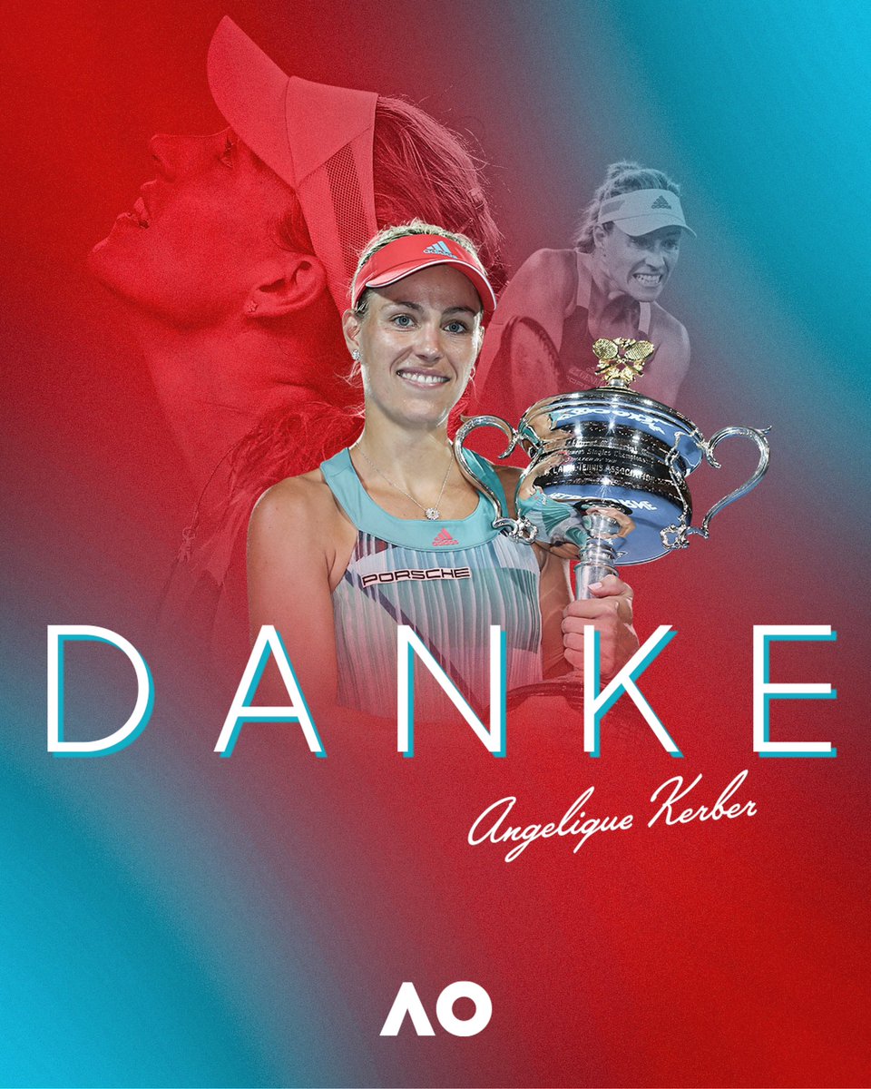 Danke, Angie

🇦🇺 AO 2016 champion
🏆 3x Grand Slam champion
🥈 Olympic silver medallist in 2016
💪 14 WTA singles titles 
☝️ 34 weeks at world No.1

Thanks for the memories! <a href="/AngeliqueKerber/">Angelique Kerber</a>