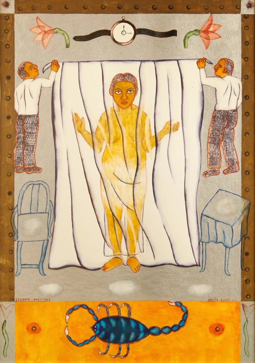 Arpita Singh
Scorpio: Mystery, 1999

Watercolor on paper
19 9/10 × 14 in | 50.5 × 35.5 cm

#ArpitaSingh #Scorpio #Mystery #Watercolor #artbywomen #PalianShow