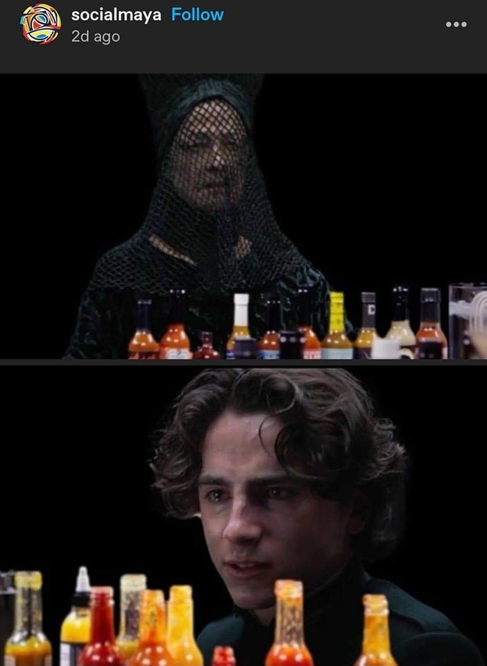 Computeristicly's tweet image. Dune X Hot Ones

#Dune #DunePartTwo 
@hotonesgameshow