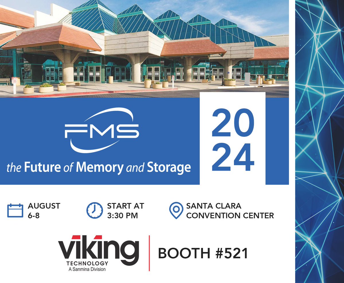 Join Viking August 6-8 for <a href="/flashmem/">FMS: the Future of Memory and Storage</a> in Santa Clara – Booth 521. We're excited to reconnect with our partners, customers, and prospects. We will be showcasing our new CXL memory module. Make sure to stop by!
#flashmemory #fms2024