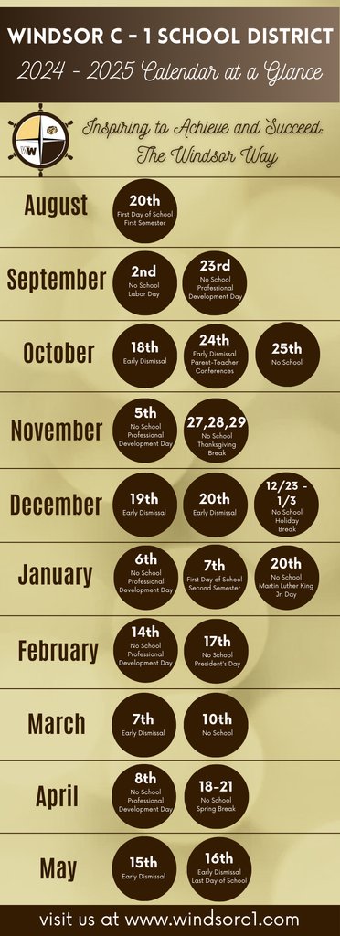 2024 - 2025 Windsor C - 1 Calendar at a Glance