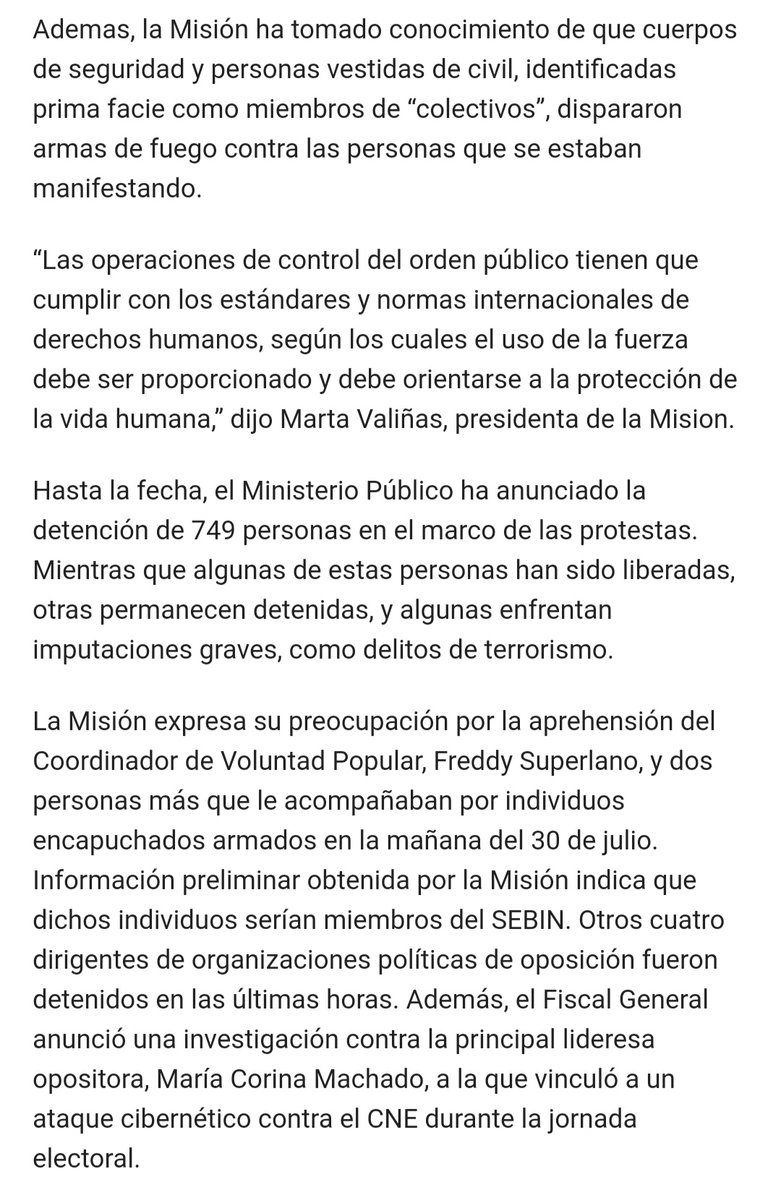 NoticiasONU's tweet image. 🔴Misión ONU de determinación de los hechos de #Venezuela alerta sobre violaciones de derechos humanos en el contexto postelectoral.