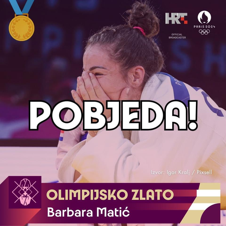 Barbara Matić ganó la primera medalla de oro para Croacia🏆en los Juegos Olímpicos de Paris!

#CROlympic la judoca ganó la🥇 que le faltaba en su carrera (-70kg)  🇭🇷