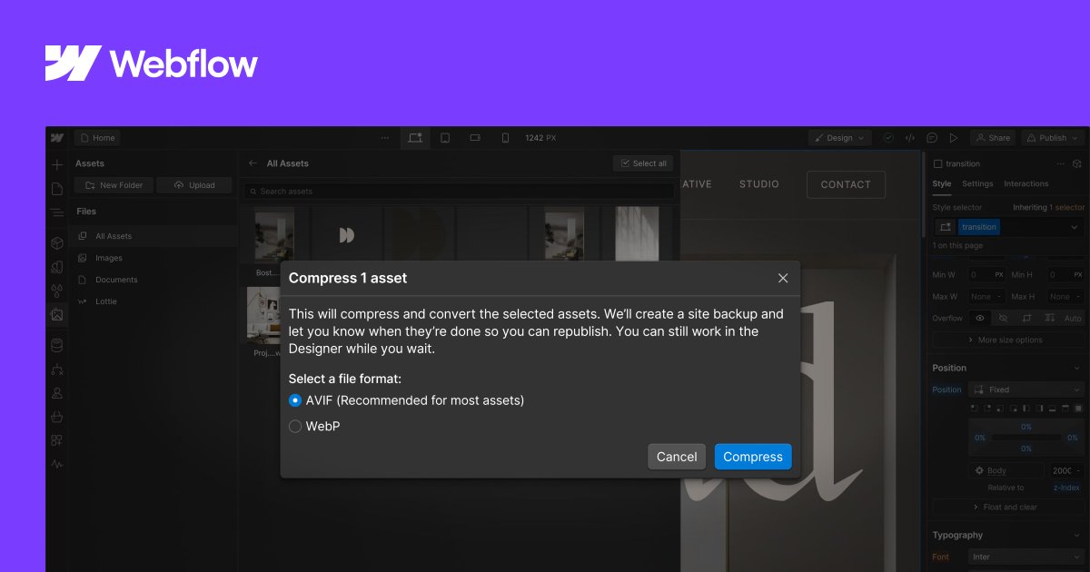 More shipping 🚢

You can now upload AVIF images and convert your existing assets into AVIF files for improved site performance.

Learn more here:
wfl.io/4c9KvxE