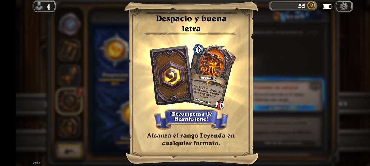 Llevo jugando Heartstone desde sus comienzos es mi juego confort y ayer por primera vez al fin alcance el Rango LEYENDA después de todos estos años, encima con uno de los mazos que me encanta "Chamán Elementales" y con el logro me regalaron a Incendius #Heartstone