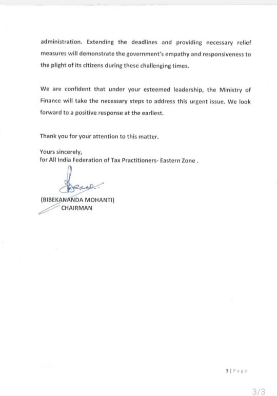 AiftpEz's tweet photo. #ExtendITRFilingDueDates
Due to frequent non functioning of IT portal &plight of taxpayers and professionals it is requested to extend ITR filing due date @FinMinIndia @nsitharaman @IncomeTaxIndia @PMOIndia @CMO_Odisha @MamataOfficial @JharkhandCMO @officecmbihar @CMOfficeAssam https://t.co/b0RzkqQpzh