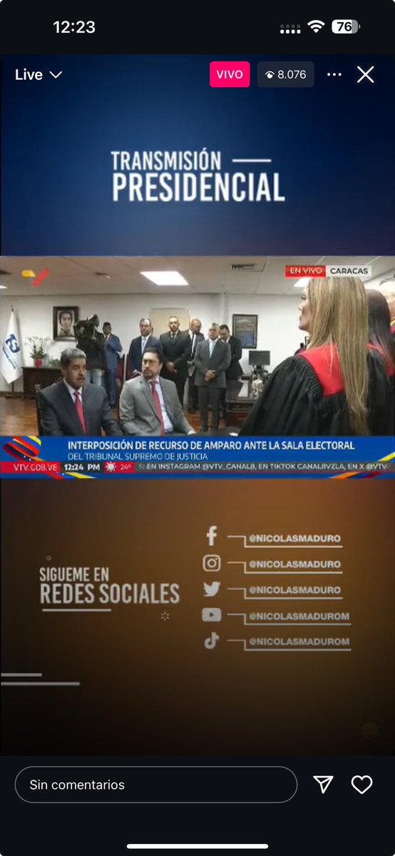 #ÚltimoMinuto Presidente Nicolás Maduro consiga un recurso y expone alegatos ante la Sala Electoral del Tribunal Supremo de Justicia