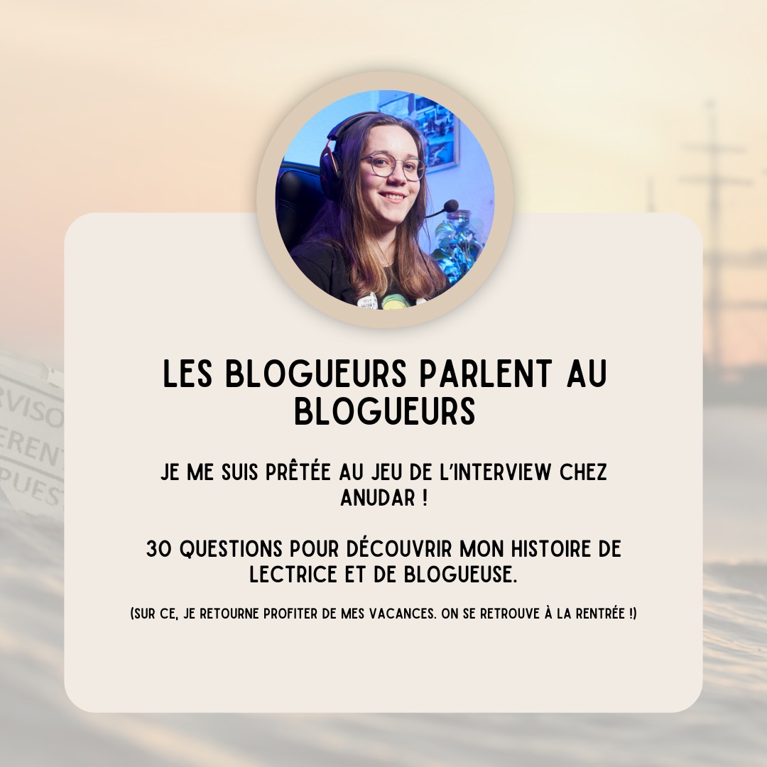 Il y a quelques jours, je me suis prêtée au jeu de l'interview chez <a href="/AnudarBruseis/">Anudar</a> !

Découvrez le résultat 🔽

anudar.fr/2024/07/les-bl…