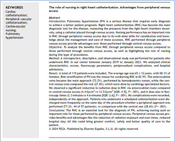 Journal of Healthcare Quality Research (@jhealthqualityr) on Twitter photo 📰 The role of nursing in right heart catheterization Advantages from peripheral venous access
✏️ Original by J Gonzalez-Vela <a href="/JHealthQualityR/">Journal of Healthcare Quality Research</a> #RevistaSECA #JHQR
👉 bit.ly/4daSpb1
✅ #QualityHealthcare #Cardiaccatheterization #Cardiovascularnursing #Pulmonaryhypertension 📰 The role of nursing in right heart catheterization Advantages from peripheral venous access
✏️ Original by J Gonzalez-Vela <a href="/JHealthQualityR/">Journal of Healthcare Quality Research</a> #RevistaSECA #JHQR
👉 bit.ly/4daSpb1
✅ #QualityHealthcare #Cardiaccatheterization #Cardiovascularnursing #Pulmonaryhypertension