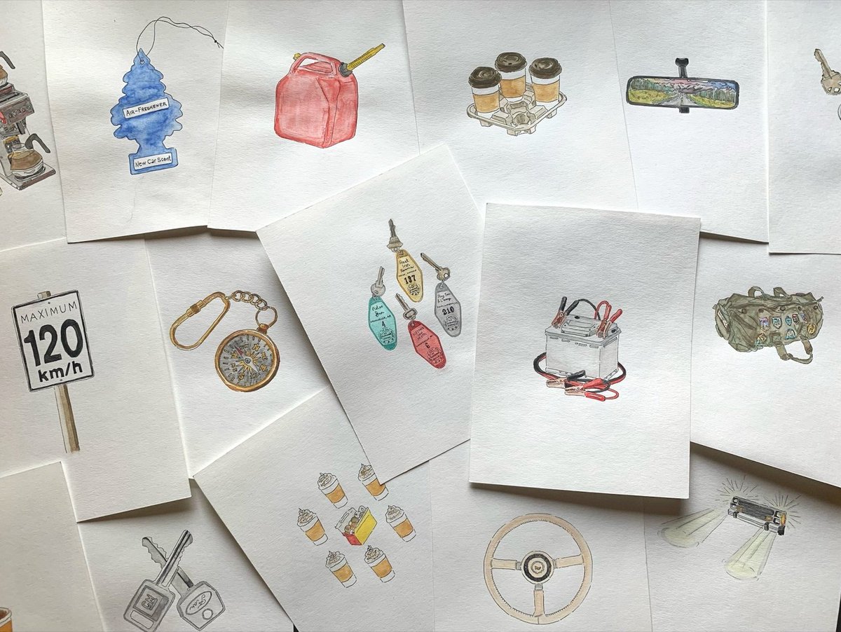 joeyoneil's tweet photo. The Ever Ahead Tarot launches tomorrow! 🛣️ Based on my 2020 album, I've spent three years painting 78 watercolour images for a full road-trip inspired tarot deck.  
🚗 To check out the campaign, visit the link below and click "Notify me on launch": https://t.co/pV4fM5uNsm https://t.co/mtd98yY6tD