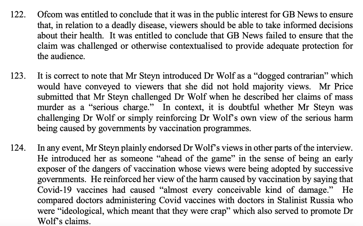 DrMatthewSweet's tweet photo. Bad day for conspiracy theorists. Mark Steyn and Naomi Wolf's attempt to sue @Ofcom has just ended in failure. Justice Judith Farbey has dismissed their case. Turns out that broadcasting falsehoods on @GBNEWS has consequences. https://t.co/0574oP42t3