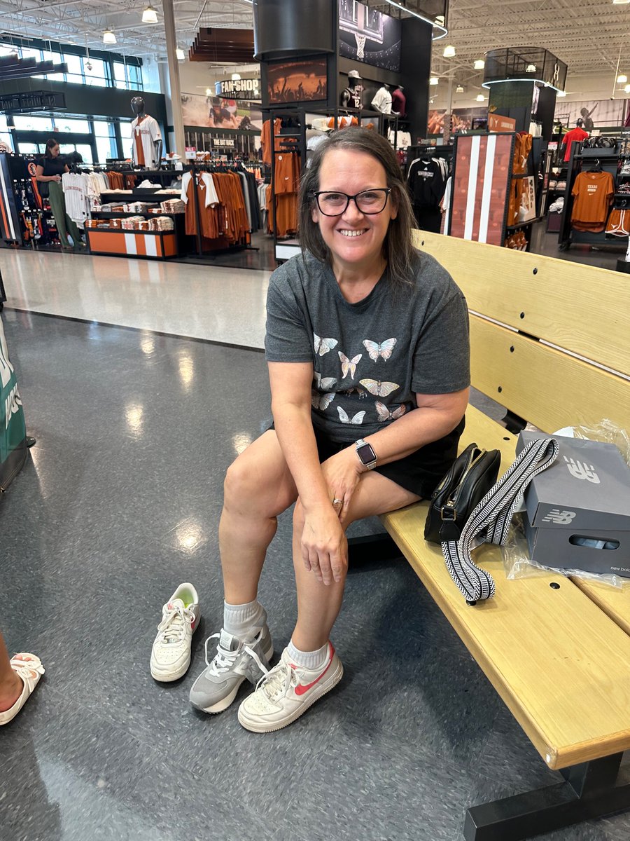 nicoleivey's tweet photo. S for Shopping! Trying on some new kicks to chase around all my ECSE kiddos! #exleytweets #ExleySummer24ABC https://t.co/s8ocSjVsEP