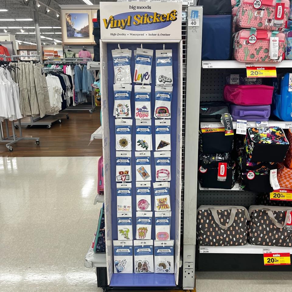 ShopMoods's tweet photo. Personalize your school supplies with Big Moods’ stickers. ✨
 
Just landed in the Back To School section at @meijer! Our stickers are durable and waterproof which makes them perfect for adding some personality to water bottles, laptops, journals and more. Head to your local Meijer store to snag your new favorite stickers before they’re gone. #ShopMoods