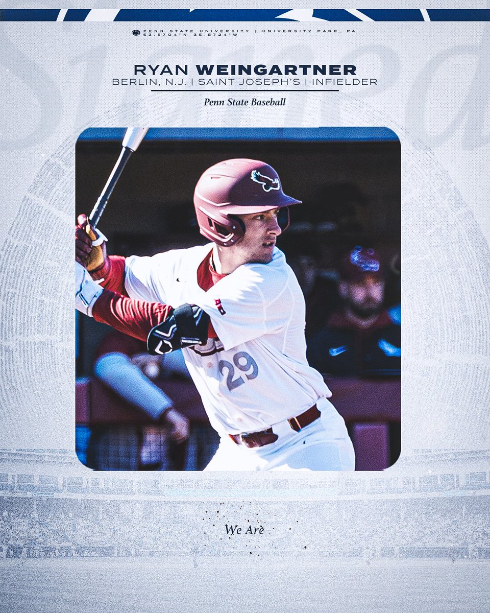 Newest Nittany Lion ➡️ <a href="/WeingartnerRyan/">Ryan Weingartner</a> 

⚾️ Played two seasons at St. Joseph's
⚾️ 1st Team All-A10; 2nd Team All-Region in 2024
⚾️ 1 of 8 D1 players with 15+ HR, 18+ SB in 2024

➡️ bit.ly/3A4H79P

#WeAre