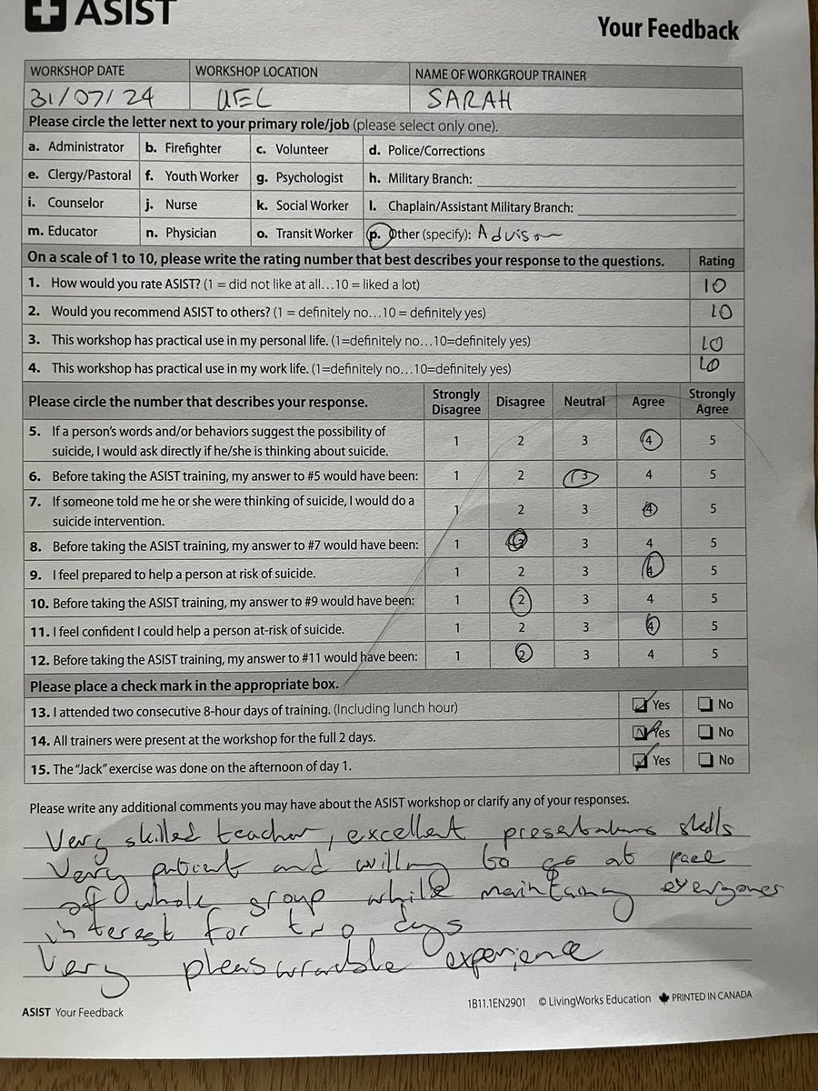 UEL ASIST done! 💪 here are our caregivers! The feedback speaks for itself. The space ASIST creates is so unique, the connection, the care, the confidence, the learning… all simply brilliant! <a href="/GeorgyporgyB/">Georgina</a> <a href="/THCEPN/">Tower Hamlets CEPN aka 'Training Hub'</a> <a href="/THGPCareGroup/">Tower Hamlets GP Care Group</a> <a href="/LivingWorksUKEU/">LivingWorks UK-EU</a> <a href="/LivingWorksAus/">LivingWorks Australia</a> <a href="/Living_Works/">LivingWorks</a>