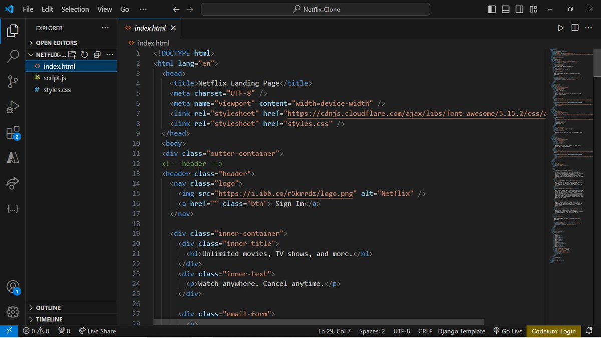 Subhi_888's tweet photo. Day 16 of #100DaysOfCode: Completed the Netflix clone! 🎉 Fully functional with HTML, CSS, and JavaScript. Feeling proud! 💪 #WebDevelopment #JavaScript
Link: https://t.co/mlzr48IkUz https://t.co/mUNlmkWKmS