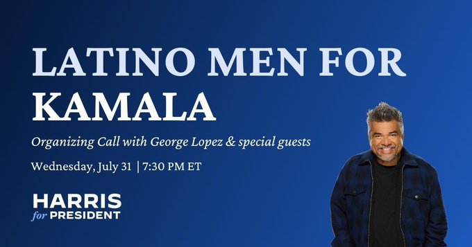 realMABarreto's tweet photo. Stop what you are doing and register for Latino Men for Kamala RIGHT NOW 👉🏽 https://t.co/deT6AtDrCm with an amazing line-up tonight at 7:30pm ET:
@georgelopez 🤣📺
@Adrian_ElTitan  ⚾️🧢
@JohnLeguizamo  🤣🎬
@ChuckRocha 🤠👨🏽‍🦲
@AlexPadilla4CA 🌁🇲🇽
@SenatorLujan 🏜️🛸
@XavierBecerra 👨🏽‍⚖️⚕️
@PeteAguilar 🏛️🌄
@JimmyGomezCA 🇲🇽🇰🇷
@RepEspaillat 🇩🇴🏙️
@JoaquinCastrotx ♊️🌮
@RepBurgos 🇩🇴🌆
@HenryRMunozIII 🏦🏥
@OscarVivoSilva 🕺🏾🗳️